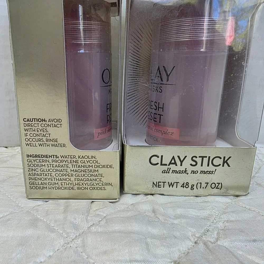 Lot Of 2 OLAY Masks.‎ Clay Stick, Fresh Reset, Pink Mineral Complex 1.7OZ